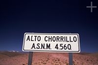 Road sign, on the Andean Altiplano (high plateau), the Andes Cordillera