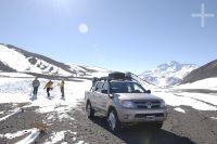 Vehicle for adventure travel, near the Socompa pass and volcano, province of Salta, Argentina