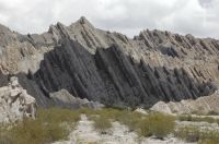 Sedimentrary rocks in the 'Quebrada de Flechas', on the road between Cafayate and Cachi, province of Salta, Argentina