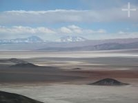 The Antofalla salt flat, 'young' volcanoes, on the Altiplano of Catamarca, Argentina