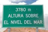 Highway sign, province of Jujuy, Argentina, on the Andean Altiplano