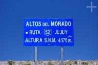 Highway sign, province of Jujuy, Argentina, on the Andean Altiplano