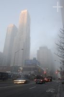 Bloor Street, early morning fog, Toronto, Ontario, Canada