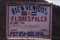 Road sign, on the Andean Altiplano (high plateau), the Andes Cordillera