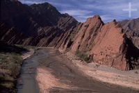 Sedimentary rocks, near Vinchina, La Rioja, Argentina, the Andes Cordillera