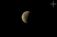 The moon, in partial eclipse. Rio de Janeiro, Brazil