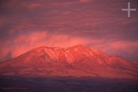 Sunset, volcano, Chile, on the Andean Altiplano (high plateau), the Andes Cordillera