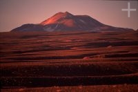 Sunset, volcano, Chile, on the Andean Altiplano (high plateau), the Andes Cordillera