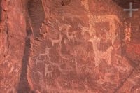 Petroglyphs (inscriptions on the rock), Brealito Lagoon, Salta, Argentina, the Andes Cordillera