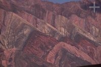 Sedimentary rocks, "Quebrada de Humahuaca" valley, Jujuy, Argentina, on the Andean Altiplano (Puna, high plateau), the Andes Cordillera