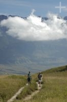 Tourists hiking in the Gran Sabana, south of Venezuela.