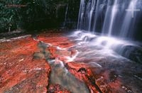 Waterfall over jasper mineral, Gran Sabana, Venezuela