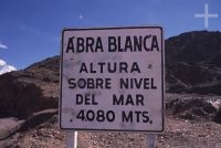 Highway sign, Argentina, on the Andean Altiplano (Puna, high plateau), the Andes Cordillera Highway sign, Argentina, on the Andean Altiplano (Puna, high plateau), the Andes Cordillera