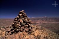 The Andes Cordillera: a cairn, 'apacheta' in Spanish: a pile of rocks made by man, Jujuy, Argentina The Andes Cordillera: a cairn, 'apacheta' in Spanish: a pile of rocks made by man, Jujuy, Argentina