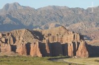 The sedimentary rock formations known as "Los Castillos" (The Castles), Calchaquí valley near Cafayate, province of Salta, Argentina The sedimentary rock formations known as "Los Castillos" (The Castles), Calchaquí valley near Cafayate, province of Salta, Argentina