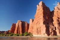 The "Los Castillos" rock formation, in the "Quebrada de Cafayate" valley, province of Salta, Argentina The "Los Castillos" rock formation, in the "Quebrada de Cafayate" valley, province of Salta, Argentina