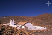 The Rosario de Coyaguayma church, Jujuy, Argentina, on the Andean Altiplano (Puna, high plateau), the Andes Cordillera The Rosario de Coyaguayma church, Jujuy, Argentina, on the Andean Altiplano (Puna, high plateau), the Andes Cordillera